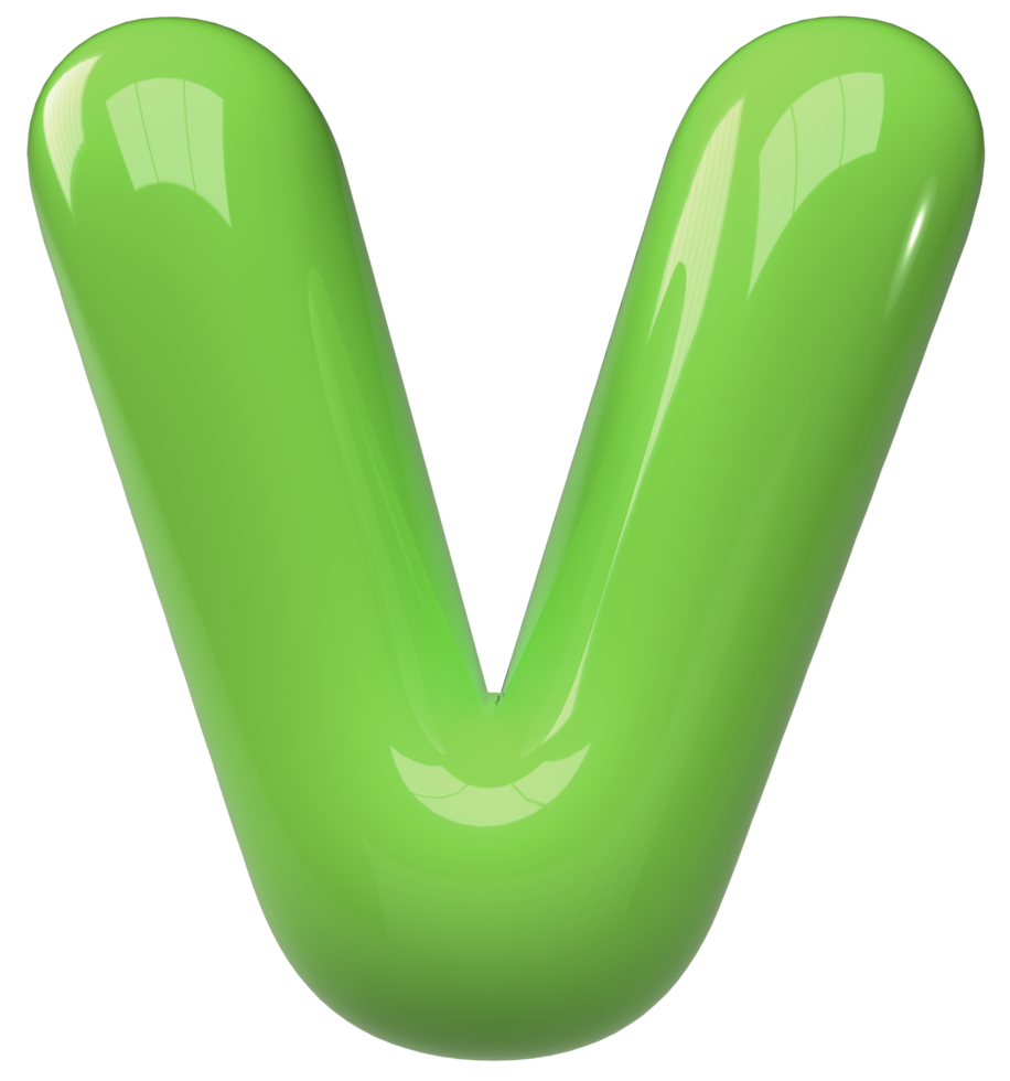 Green 3D Bubble Letter Alphabet V png