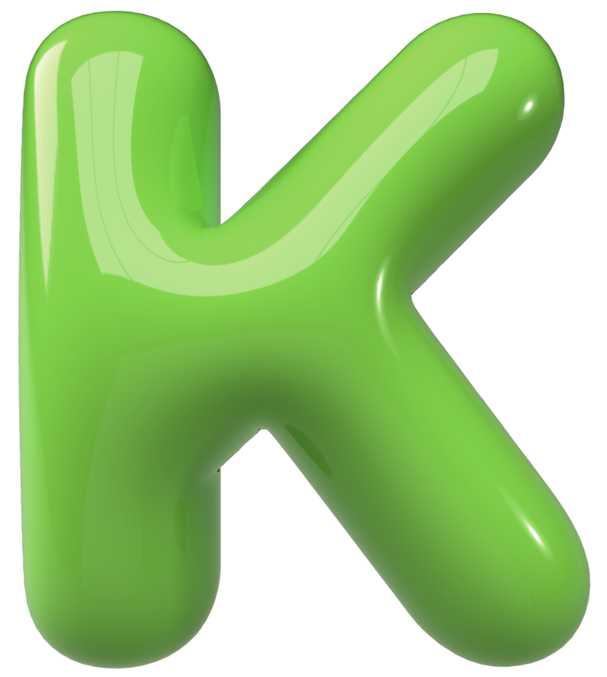 Green 3D Bubble Letter Alphabet K png