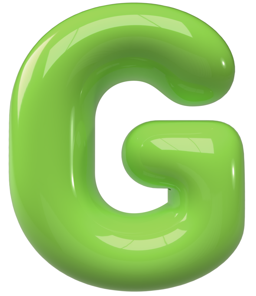 Green 3D Bubble Letter Alphabet G png