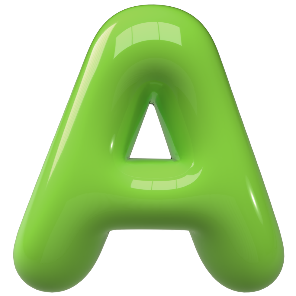 Green 3D Bubble Letter Alphabet A png