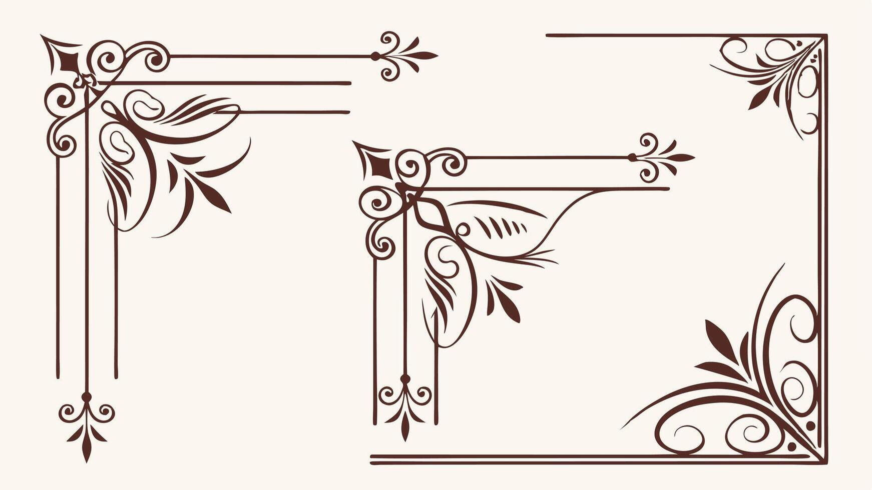 Set of decorative elements for the corner of a book vector