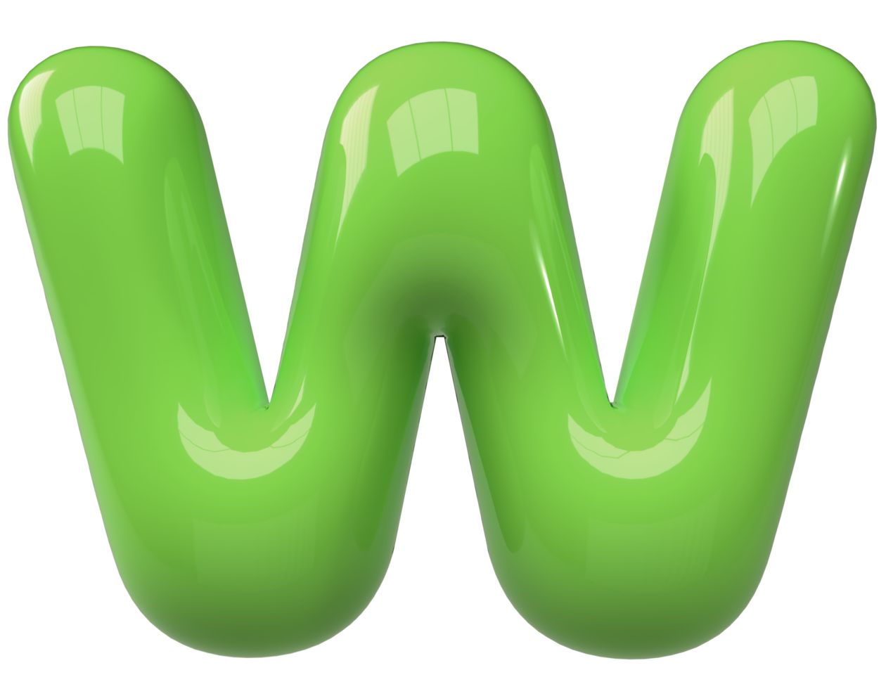 Green 3D Bubble Letter Alphabet W png