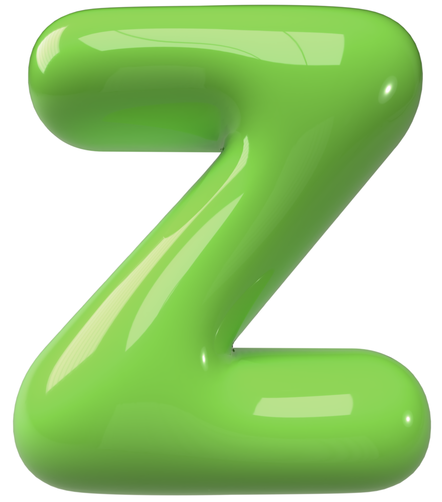 Green 3D Bubble Letter Alphabet Z png