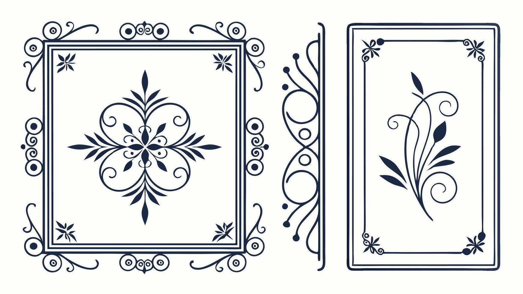 Set of decorative frames and borders vector