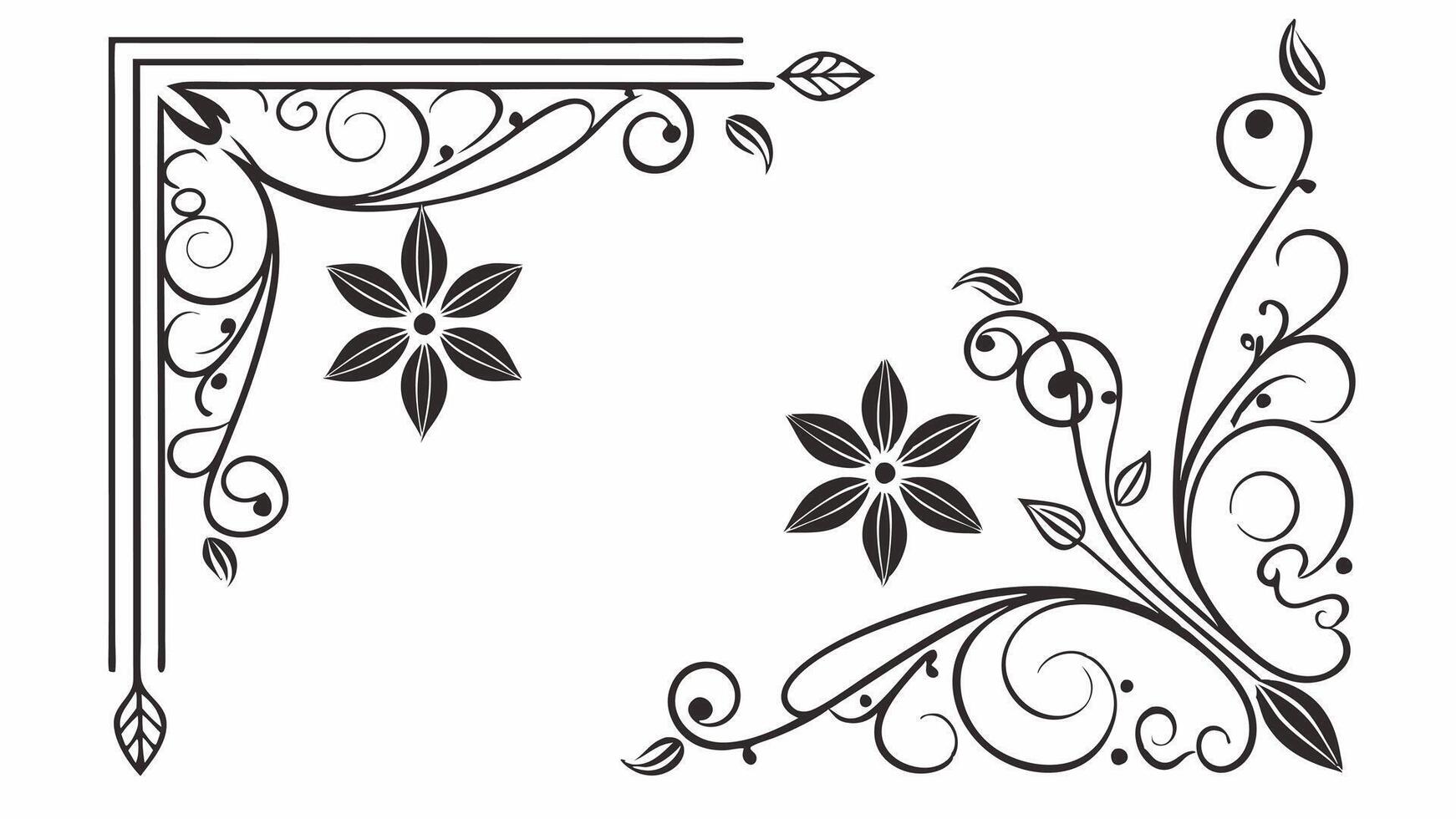 Decorative corner design with flowers and leaves vector