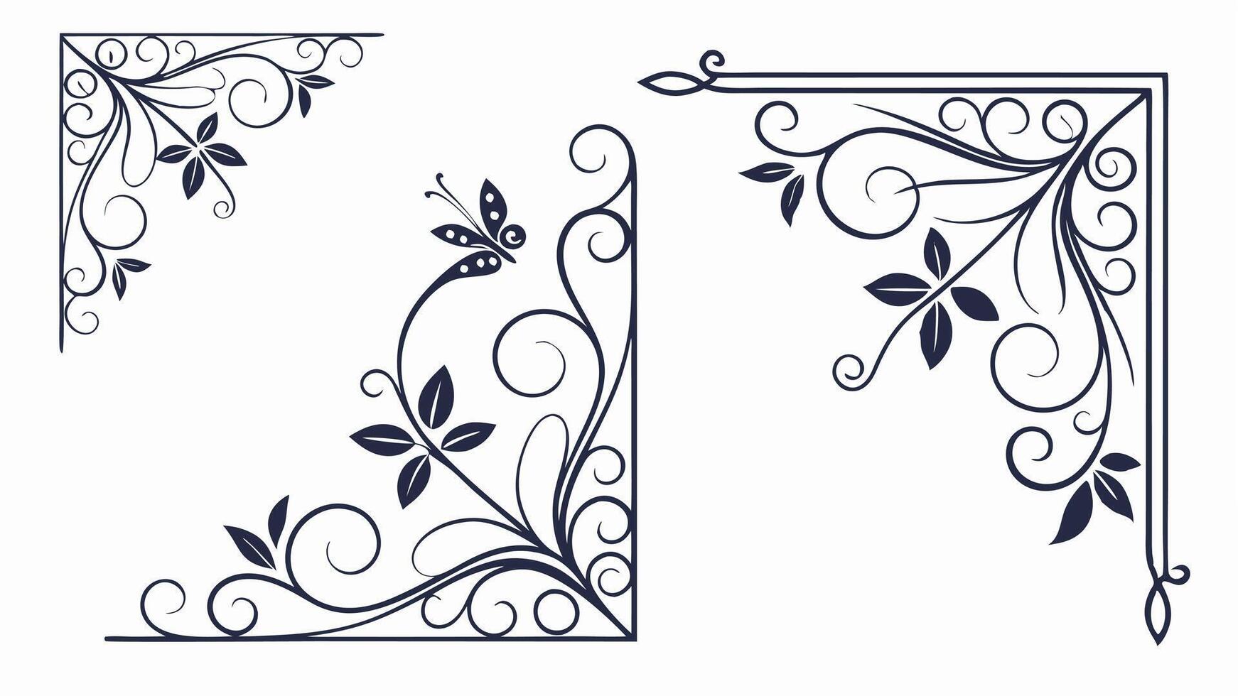 Corner design with butterfly and flowers vector