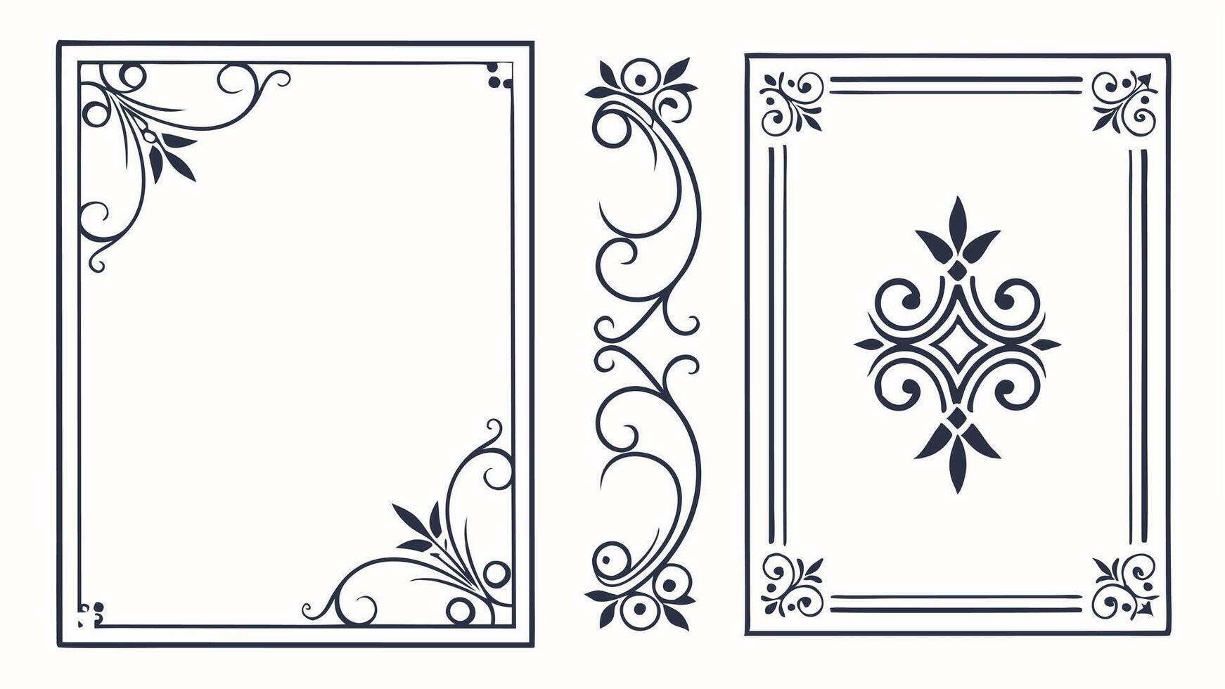 Decorative frame with scroll and floral design vector