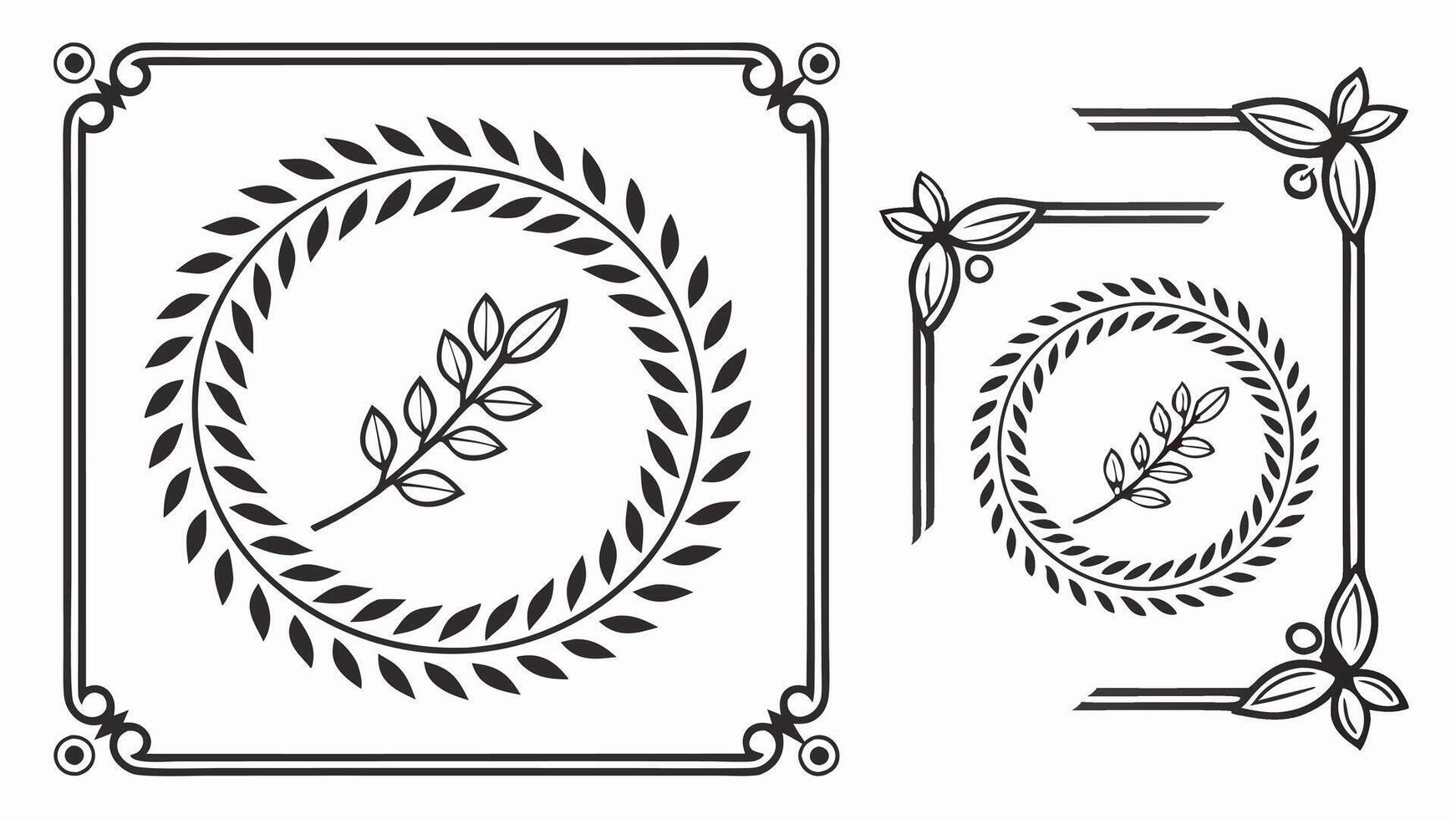 A set of four decorative frames with leaves vector