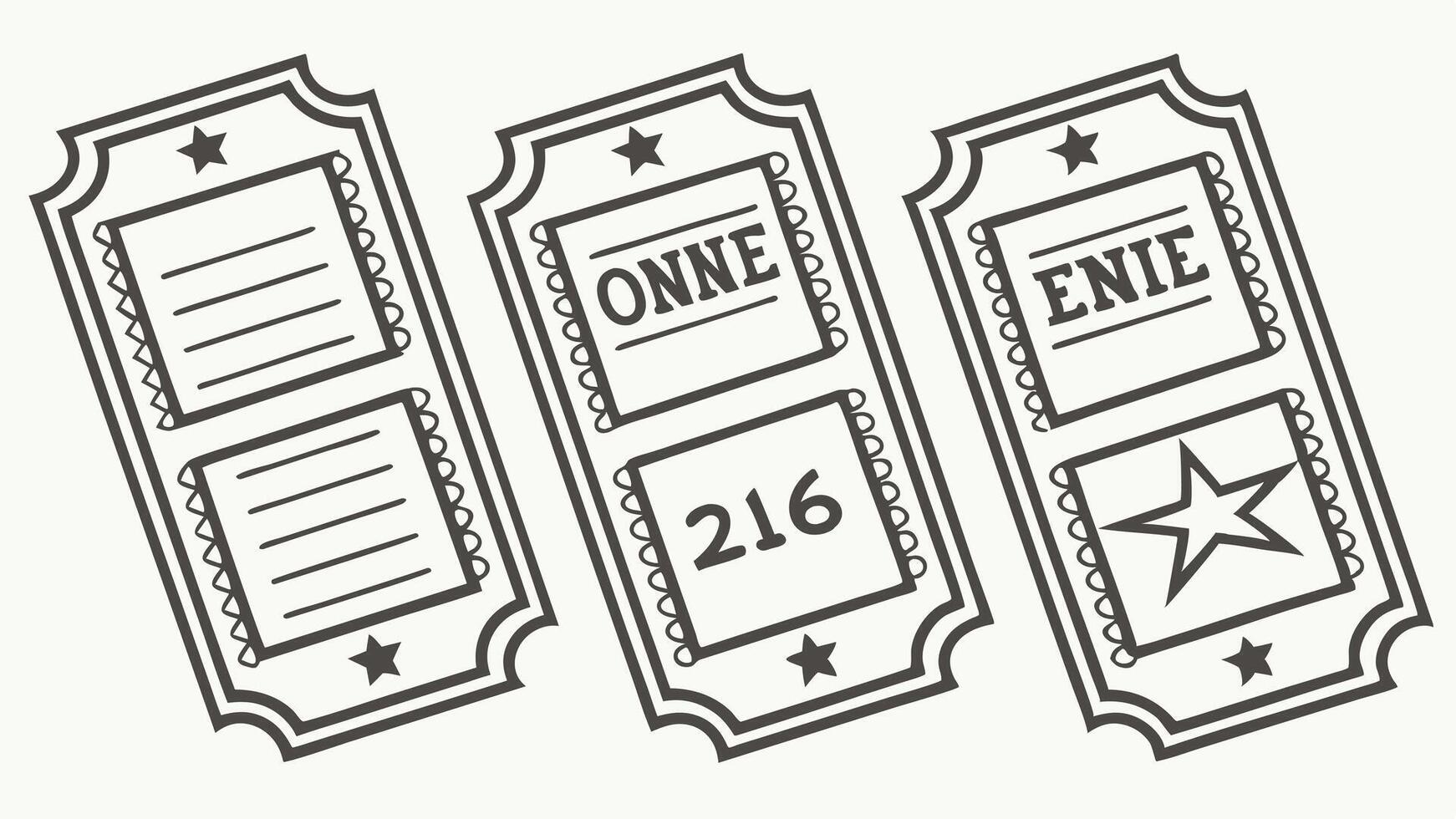 Three tickets for a movie or concert vector