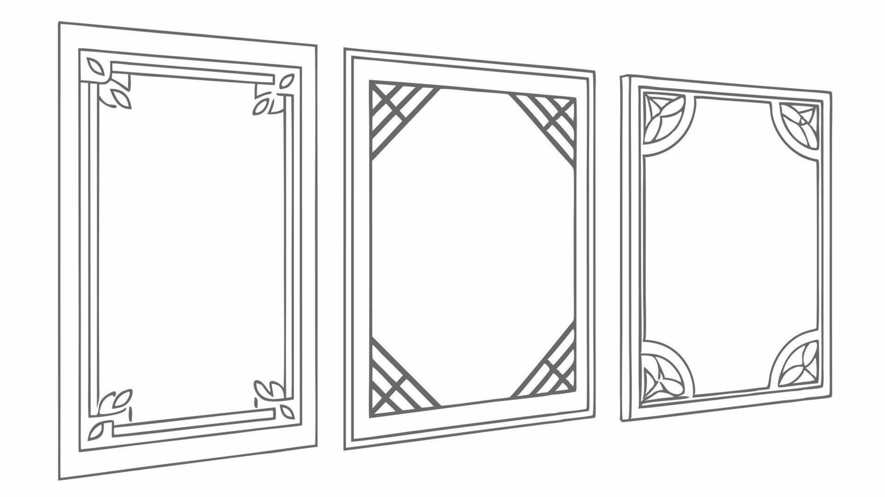 Three different types of windows with decorative designs vector
