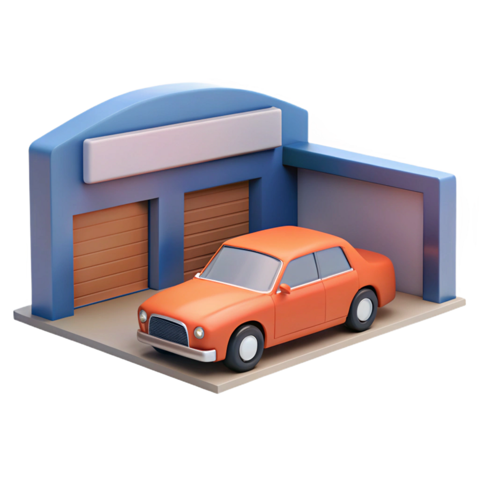 orange car in garage png