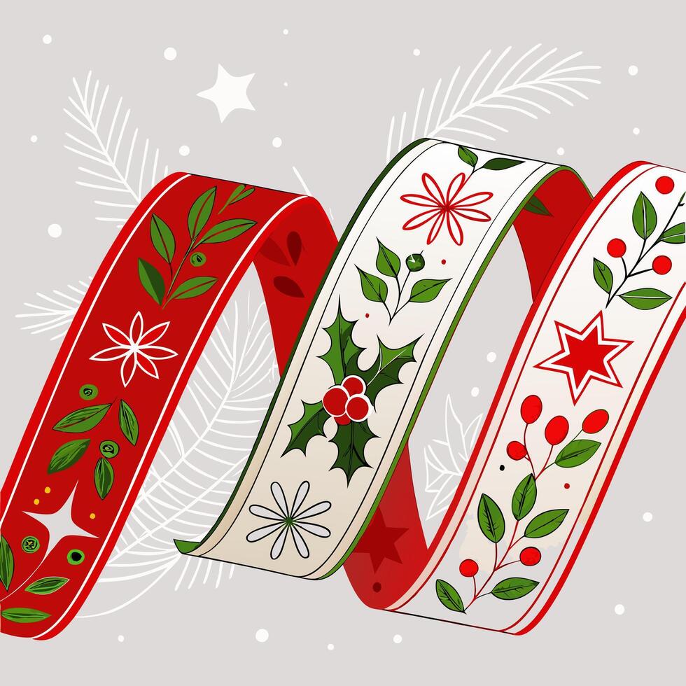 christmas ribbon set vector