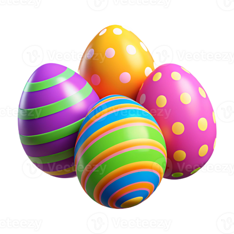 vibrant easter eggs isolated png