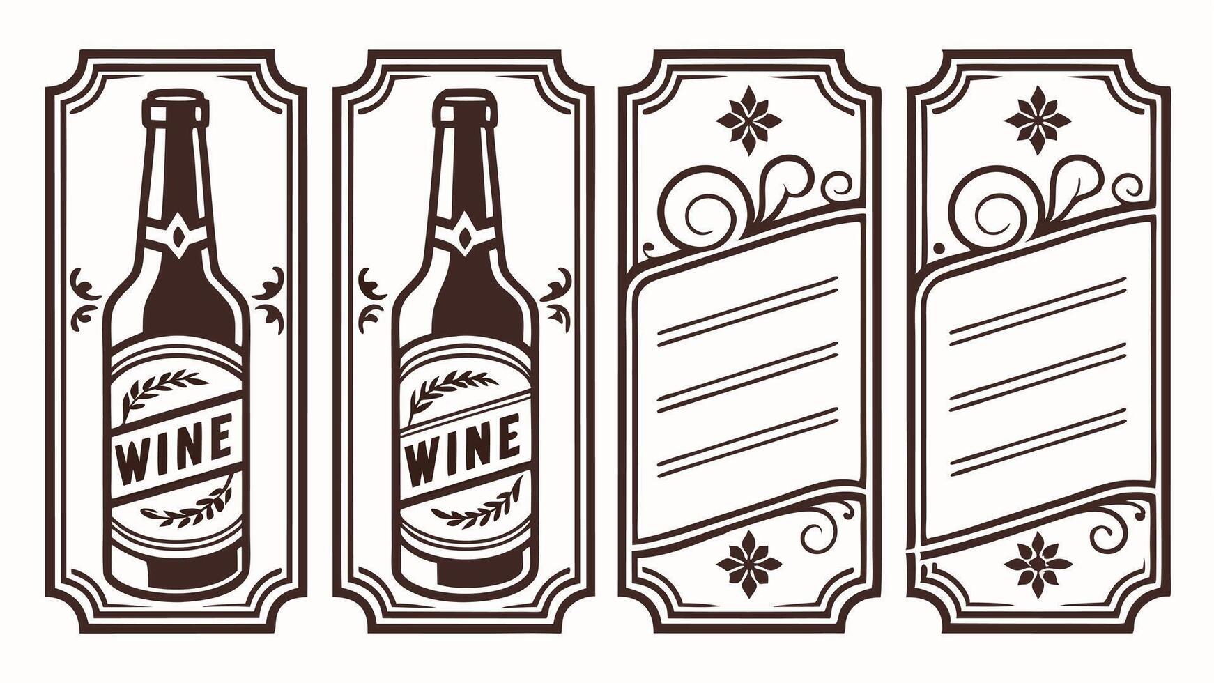 Wine bottle labels illustration vector