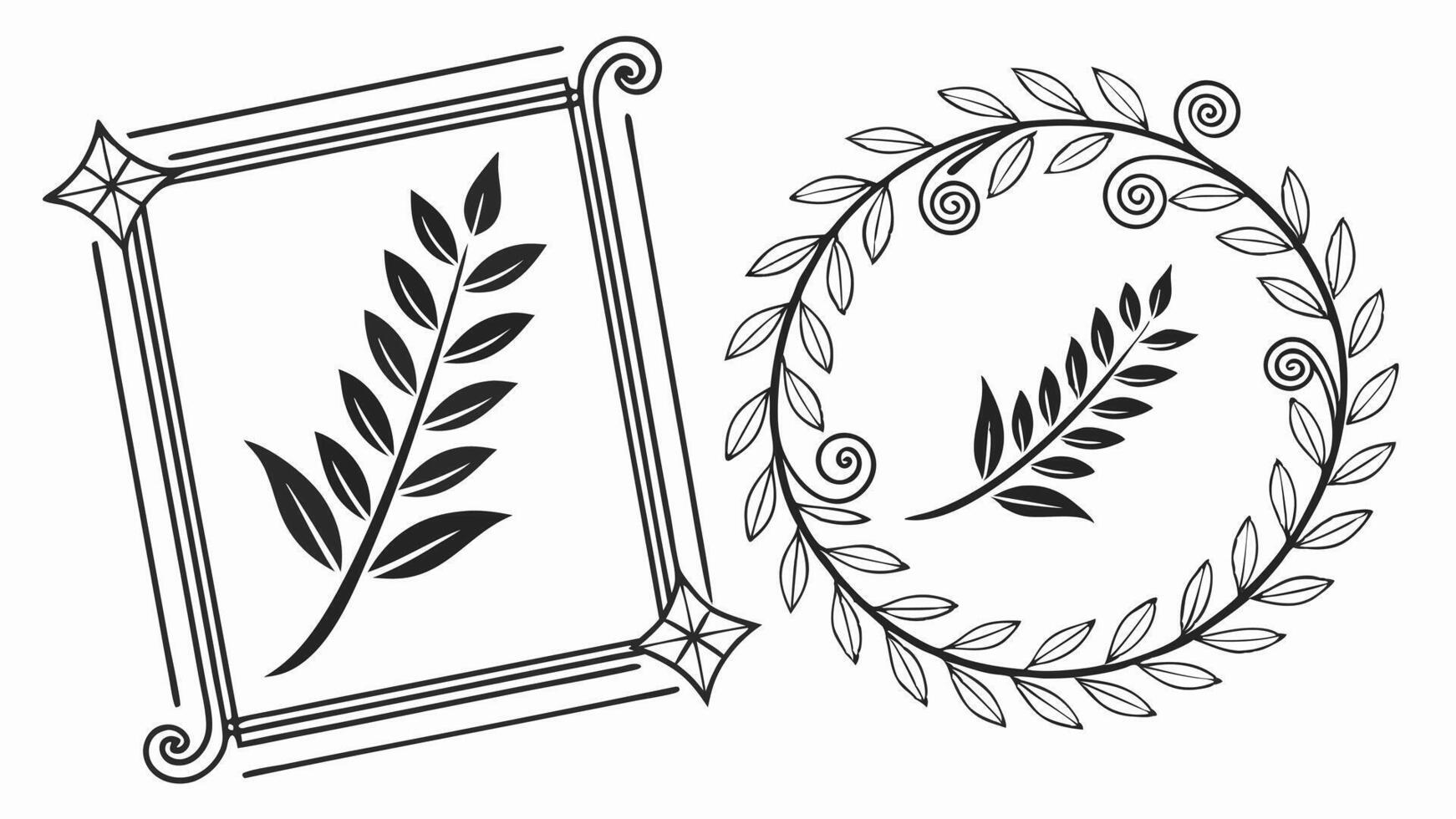 A frame with leaves and a frame with a leaf vector