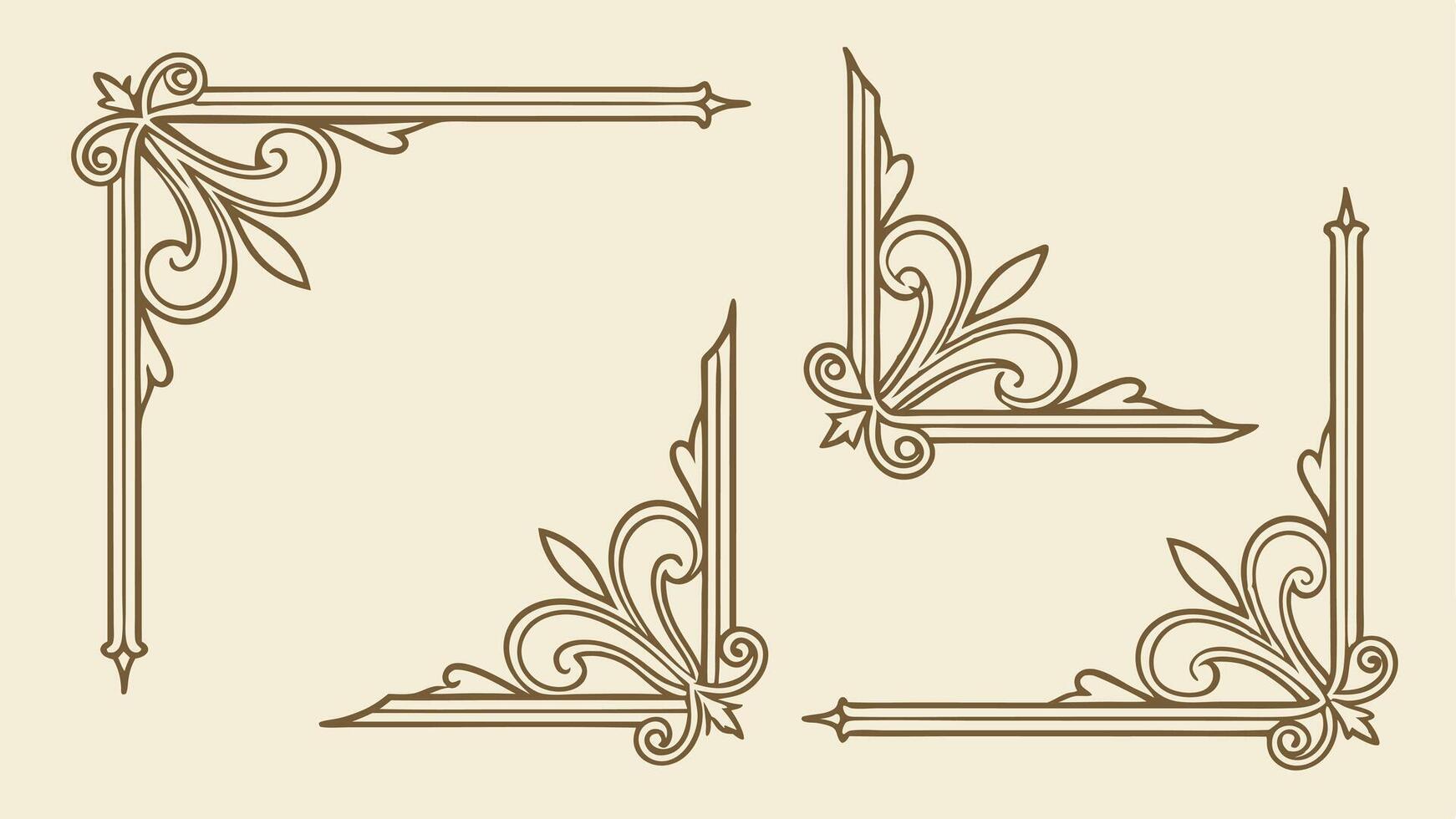 Four decorative corner frames in a style similar to the old days vector
