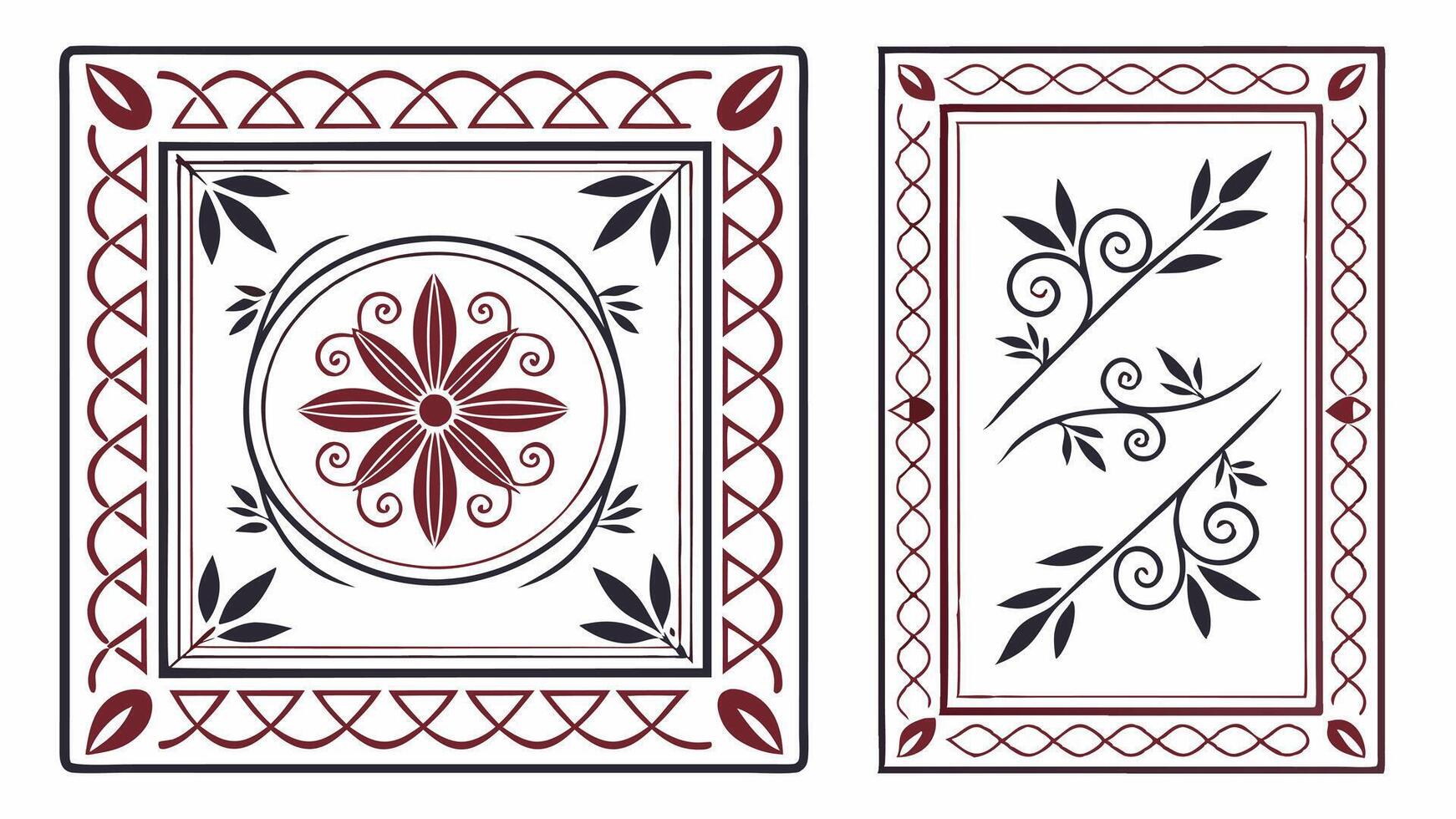 Two decorative designs on a white background vector