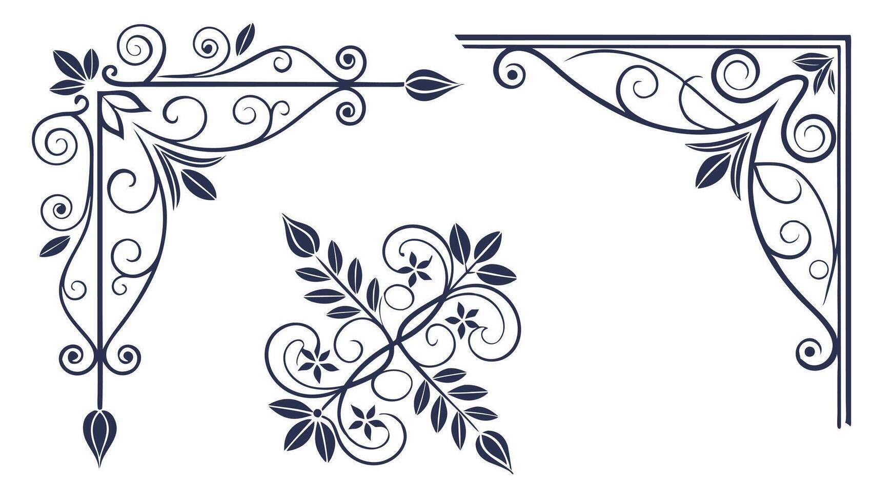 A set of decorative elements, including a corner vector