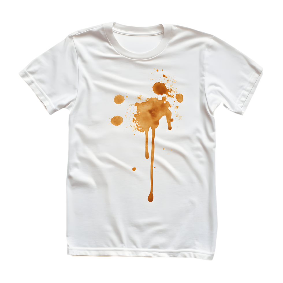 White t-shirt with brown stains on it png
