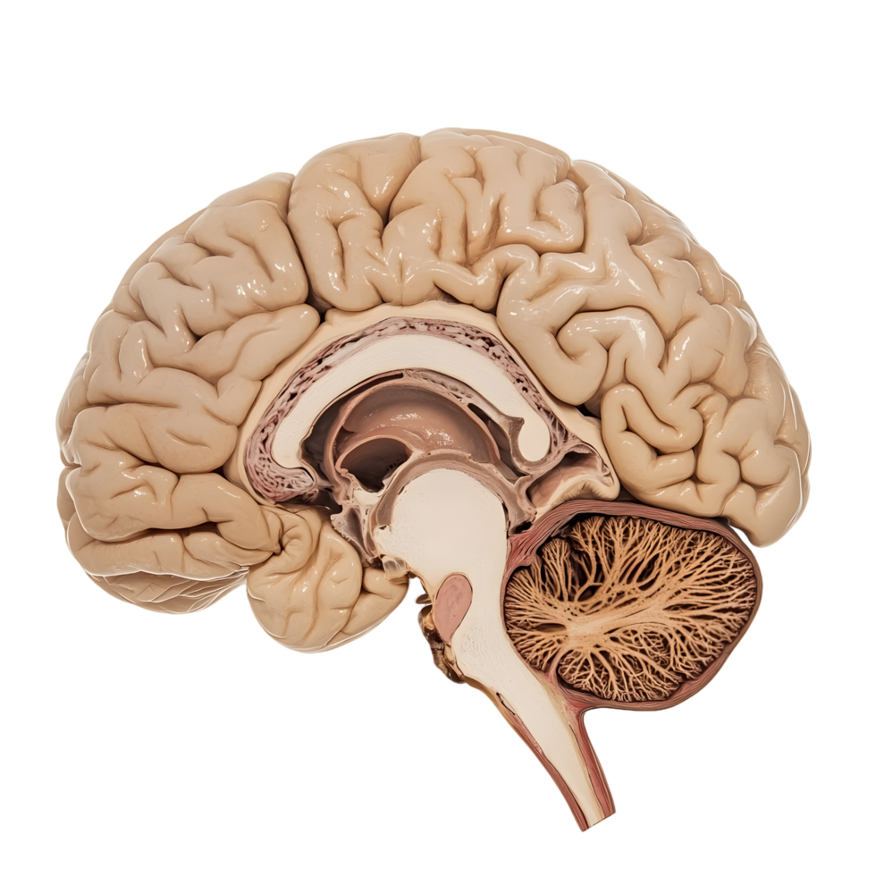 It is made up of different parts, including the cerebrum, cerebellum png