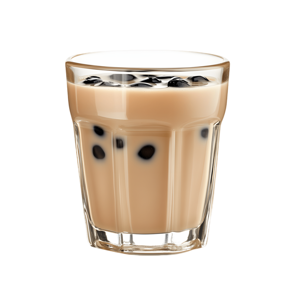 Glass of milk with a few black dots in it png