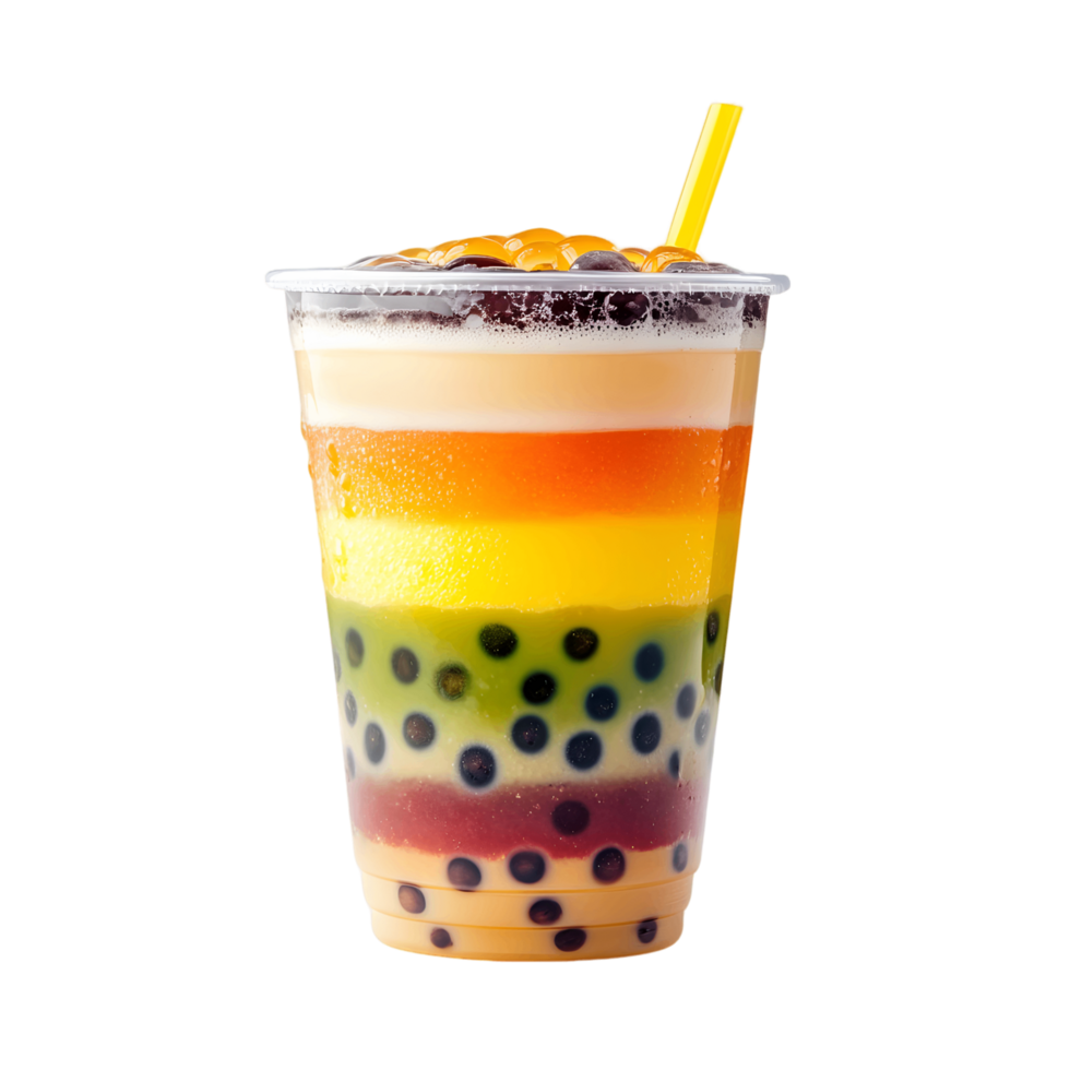 Colorful drink with a straw in a plastic cup png