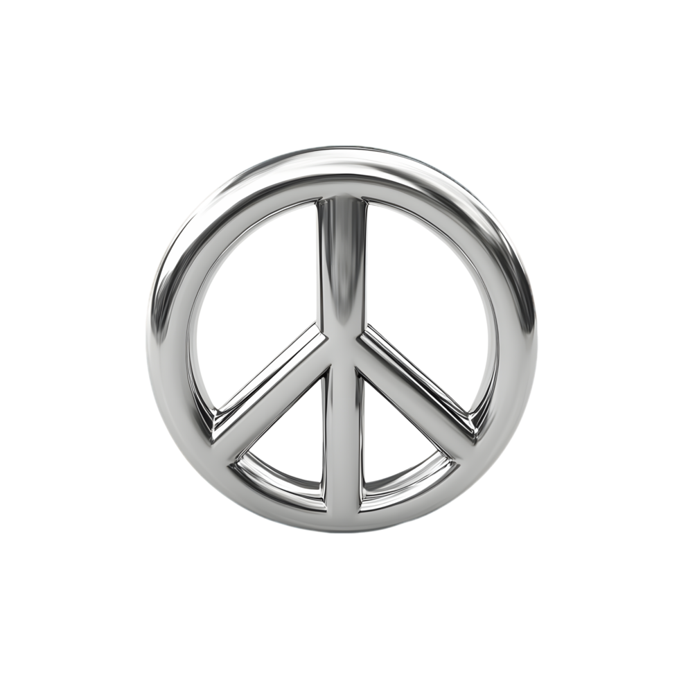 Peace sign made of silver png