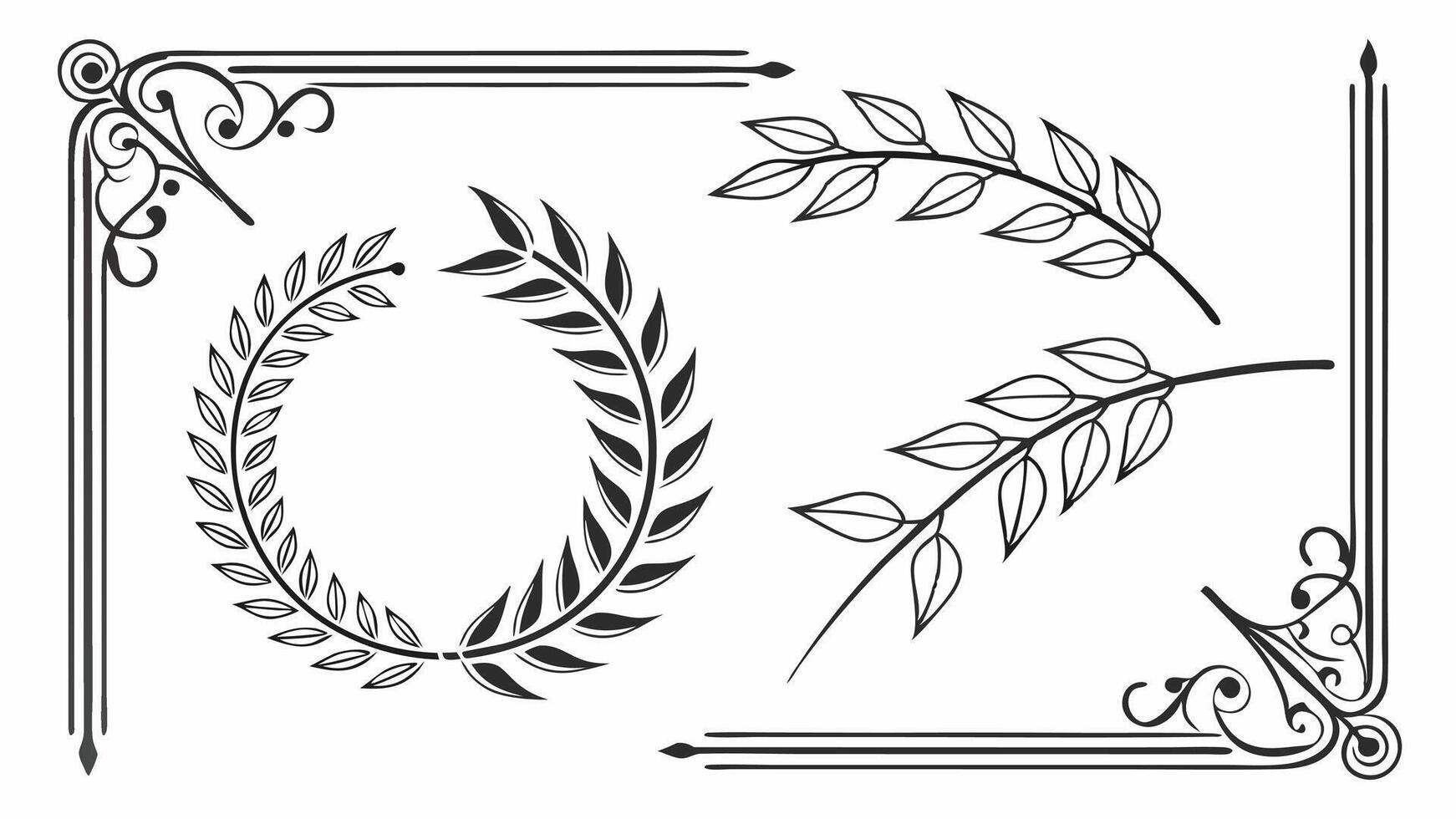 A set of four different types of laurel wreaths vector