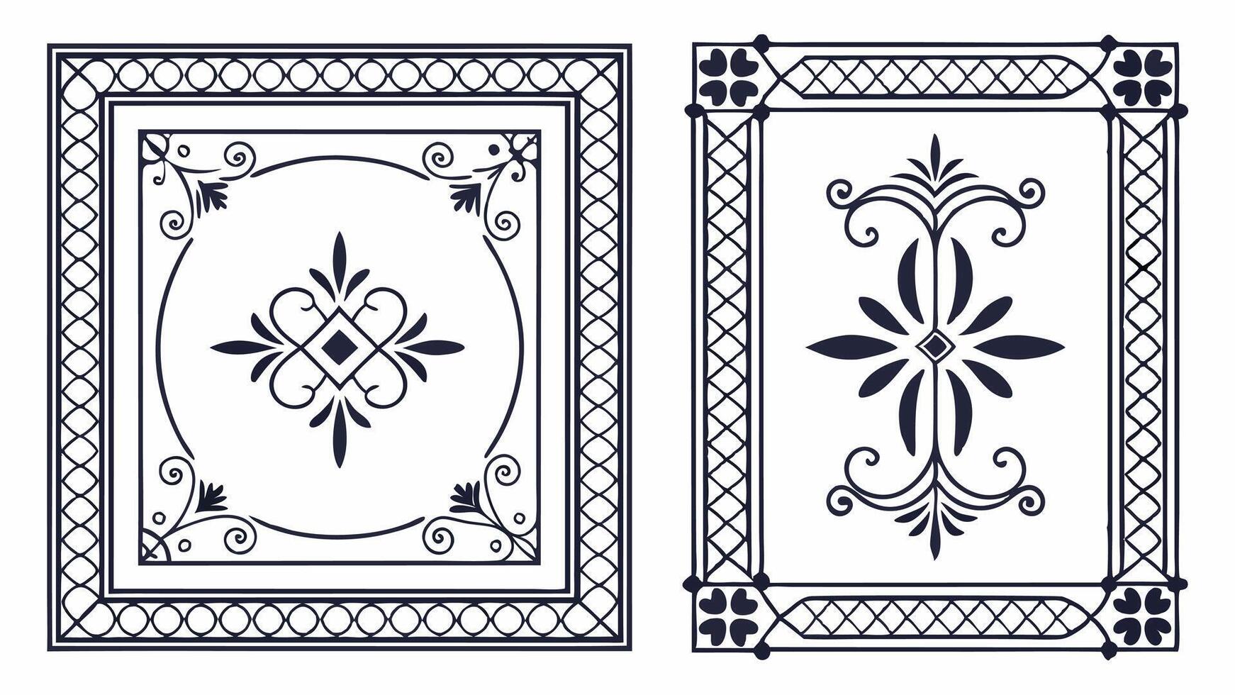 Two decorative frames with ornamental designs vector