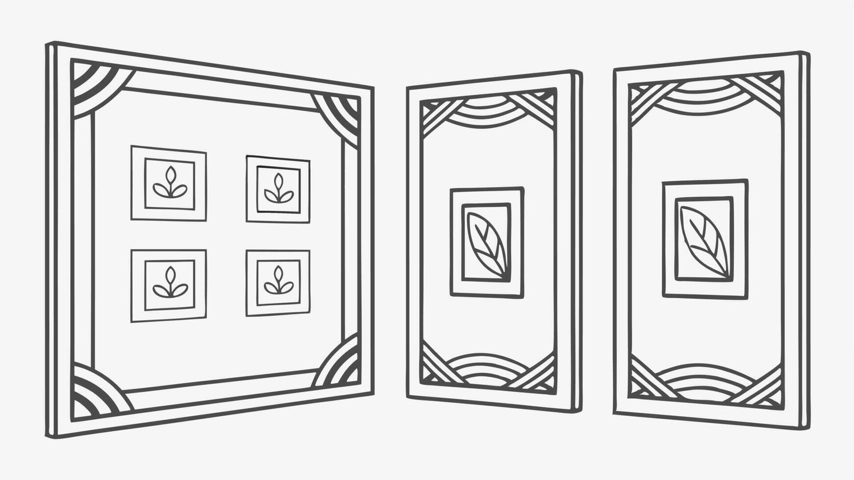 Three frames with different designs on them vector