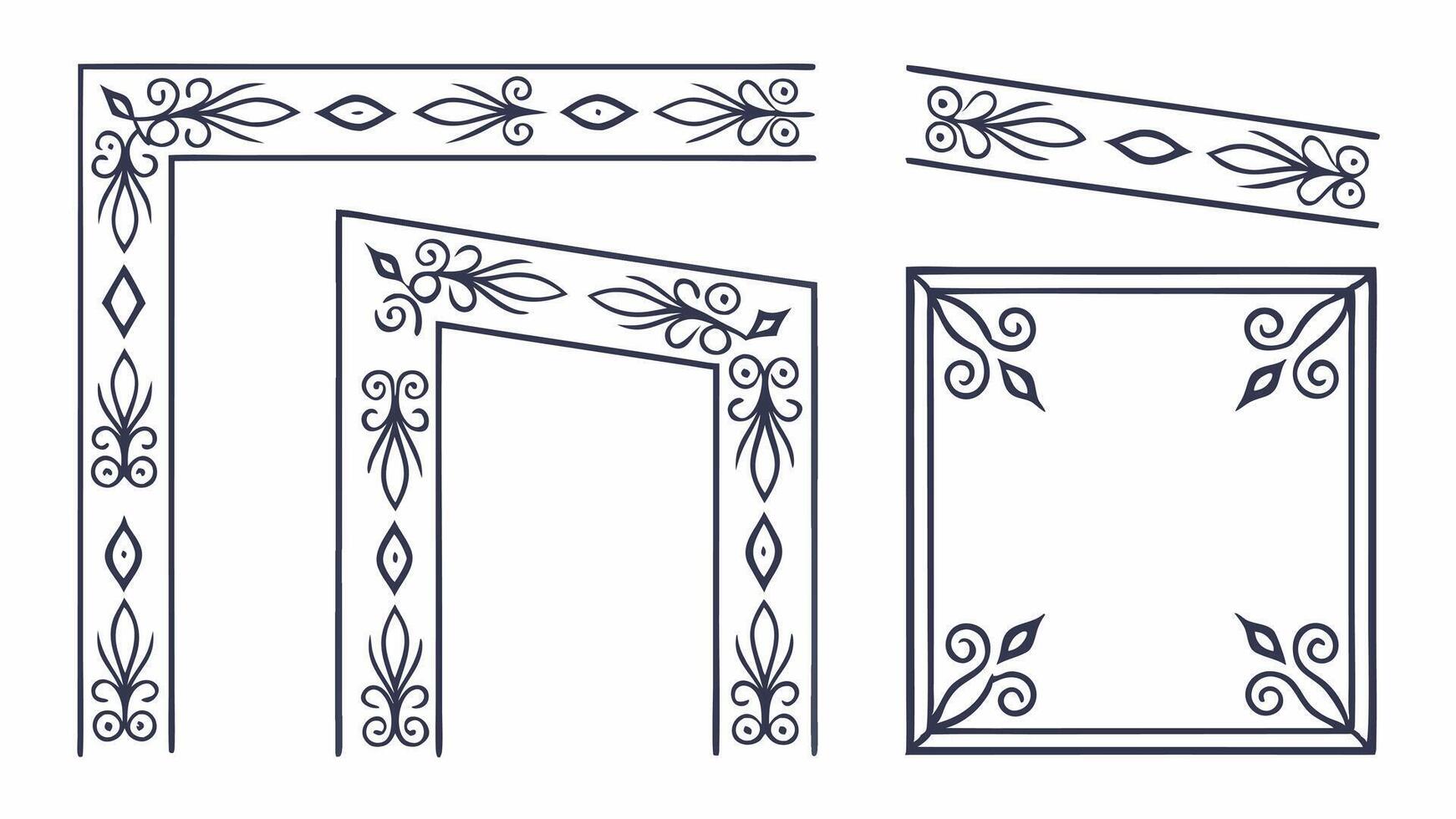 Four different decorative frames with ornate designs vector