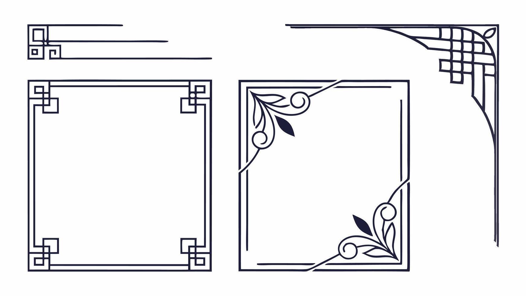 Art deco style frame and corner elements illustration vector
