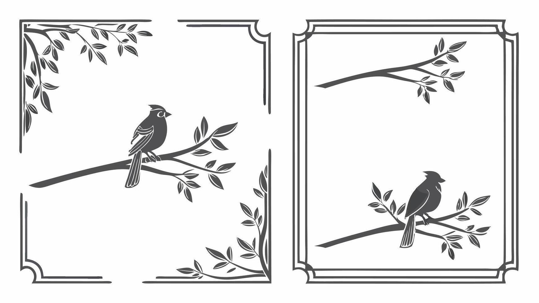 Two bird silhouettes on a branch vector