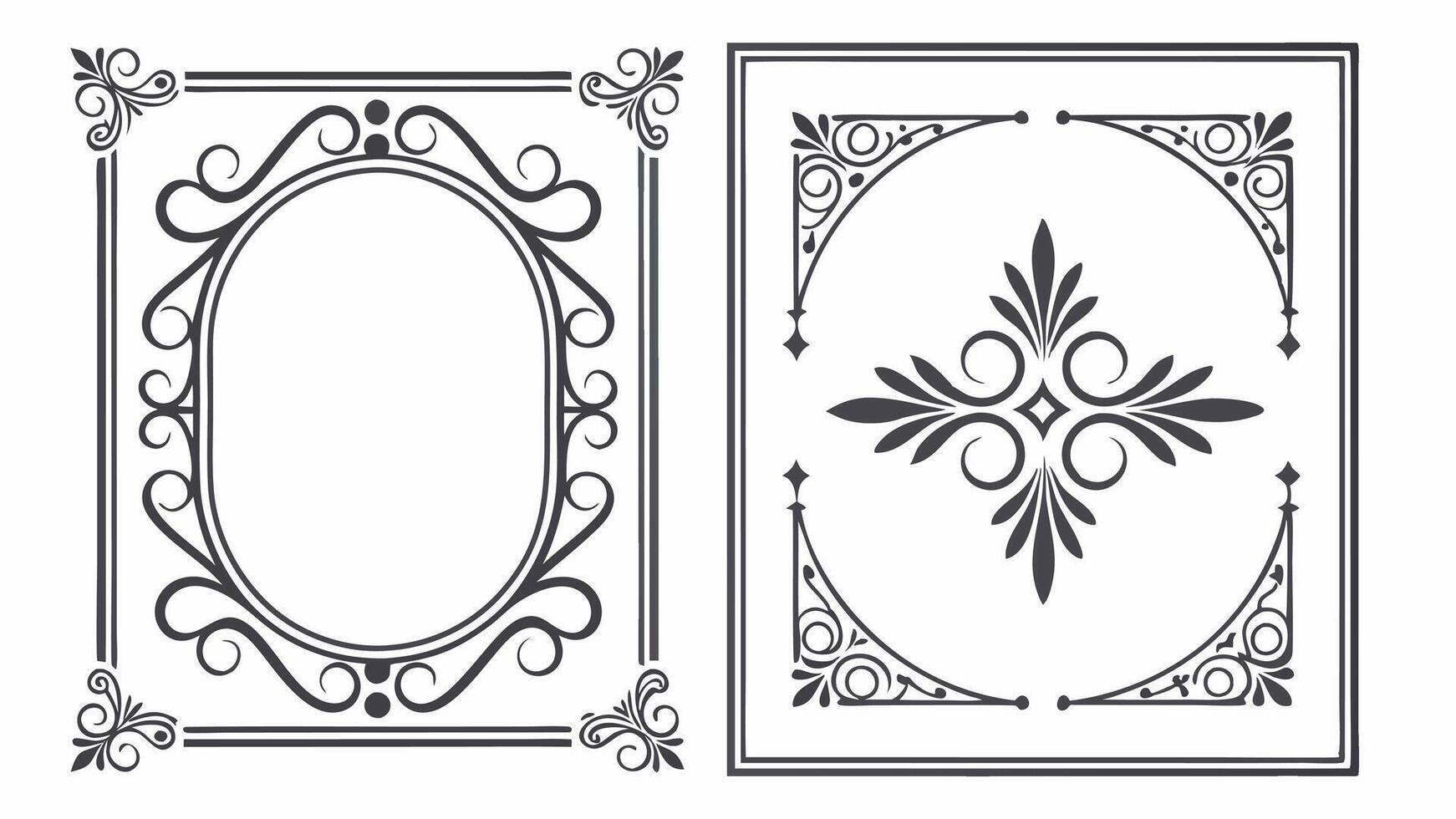 Two ornate frames with decorative designs vector