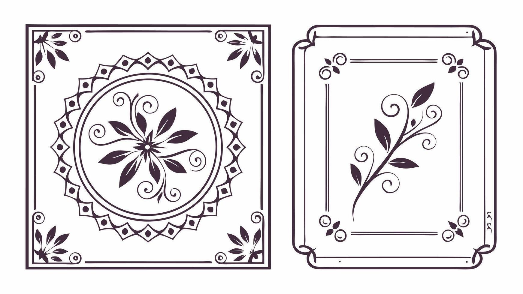 Two decorative cards with floral designs vector
