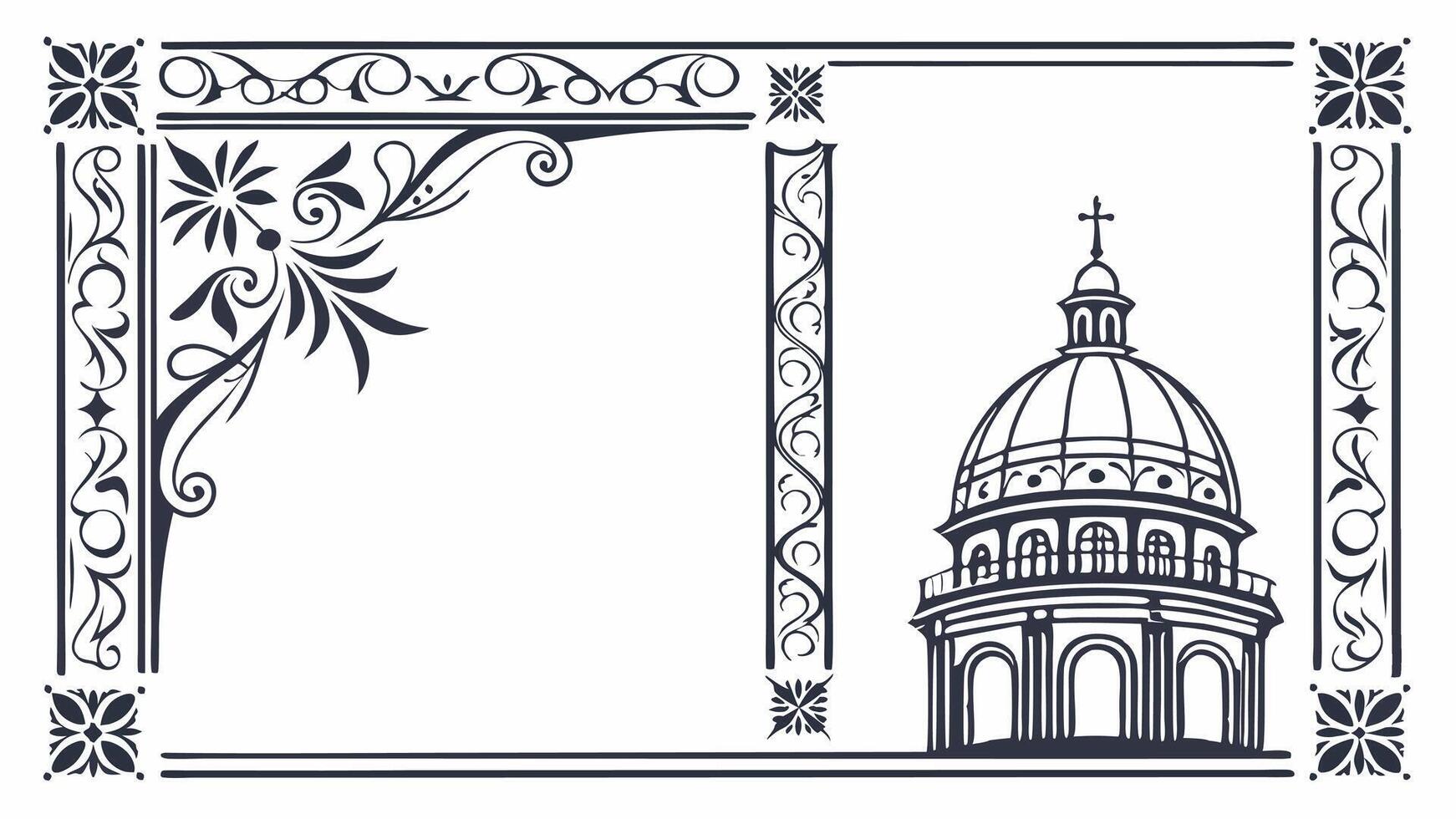 A church with a dome and ornate frame vector