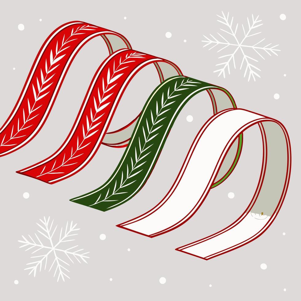 Three ribbons with snowflakes on them vector