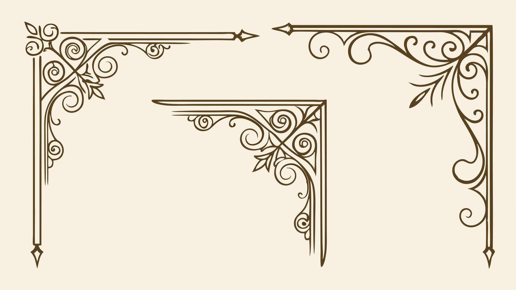 Vintage corner frames with ornate designs vector