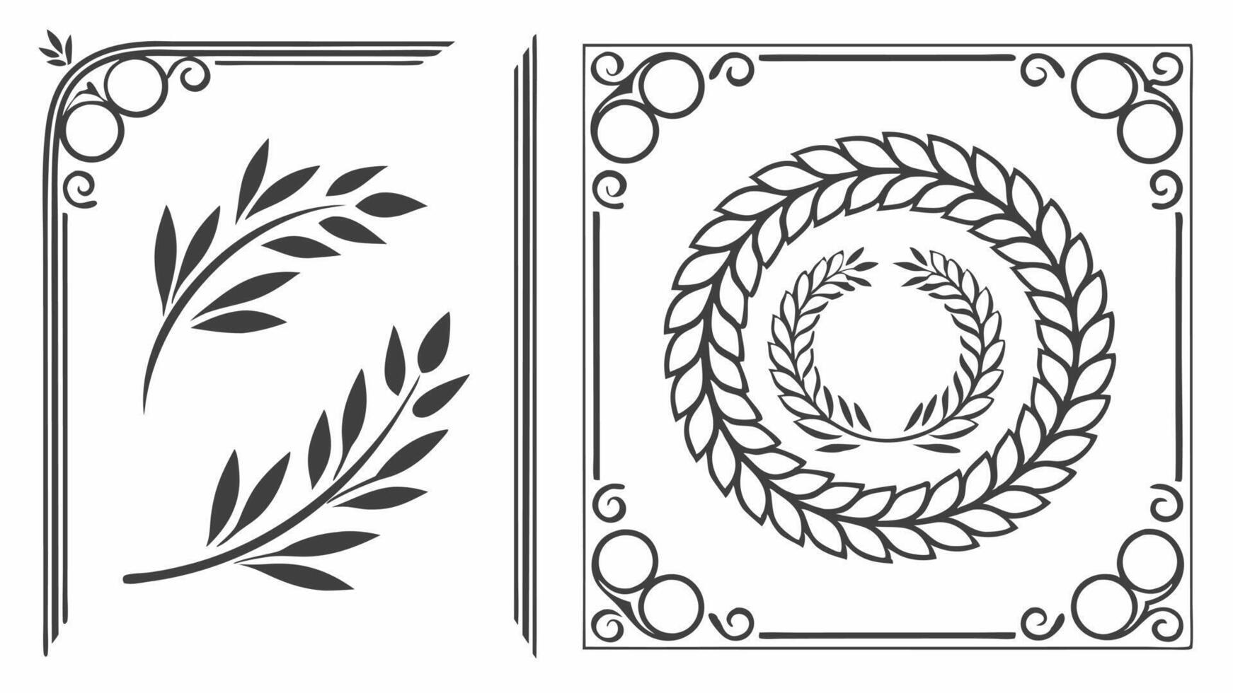 Set of decorative frames and wreaths vector