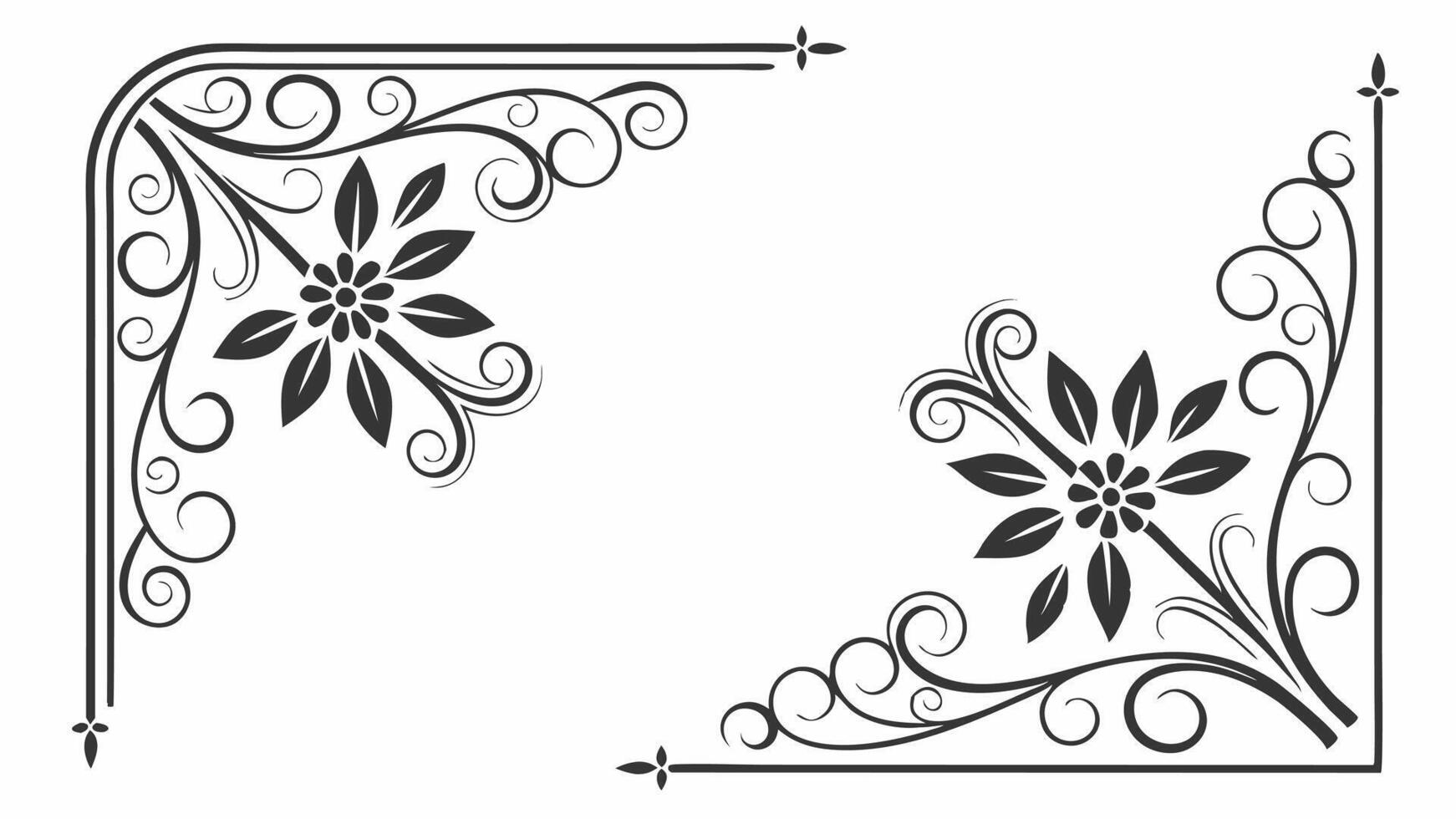 Two black and white floral designs on the corners vector