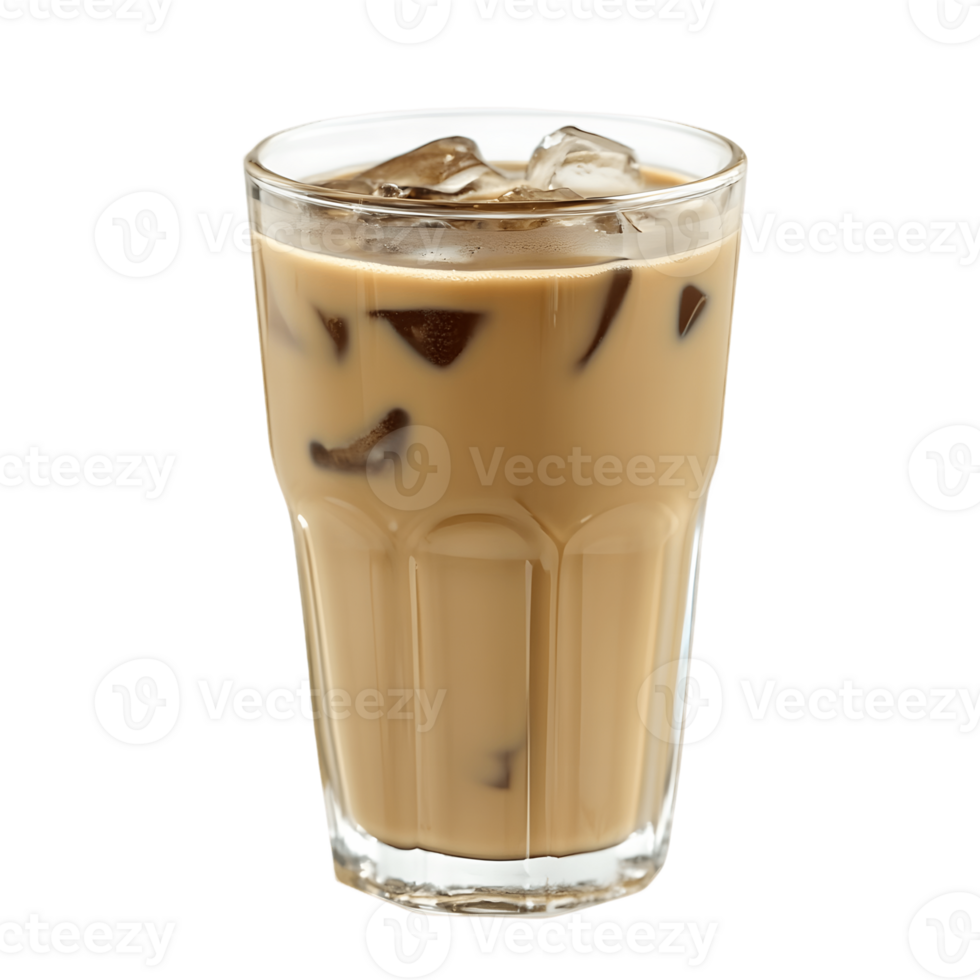 A glass of coffee with ice cubes in it png
