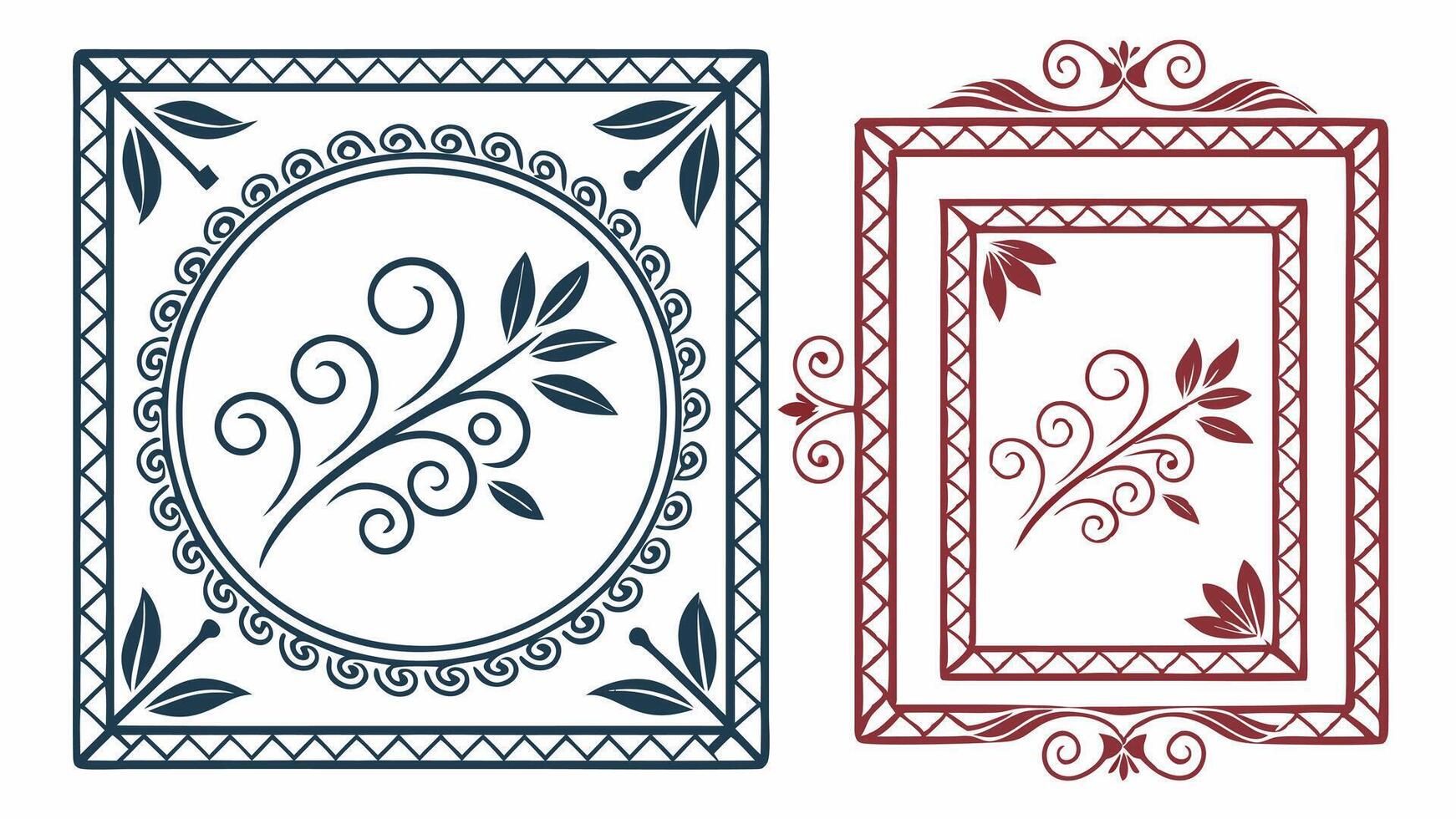 Two decorative frames with floral designs vector