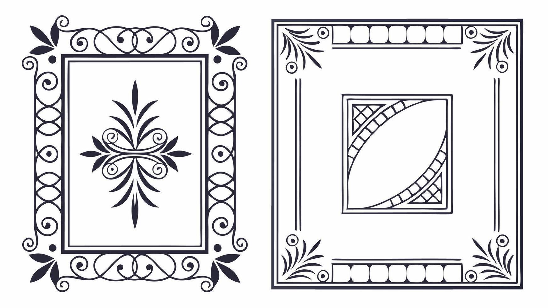 Two decorative frames with ornamental designs vector