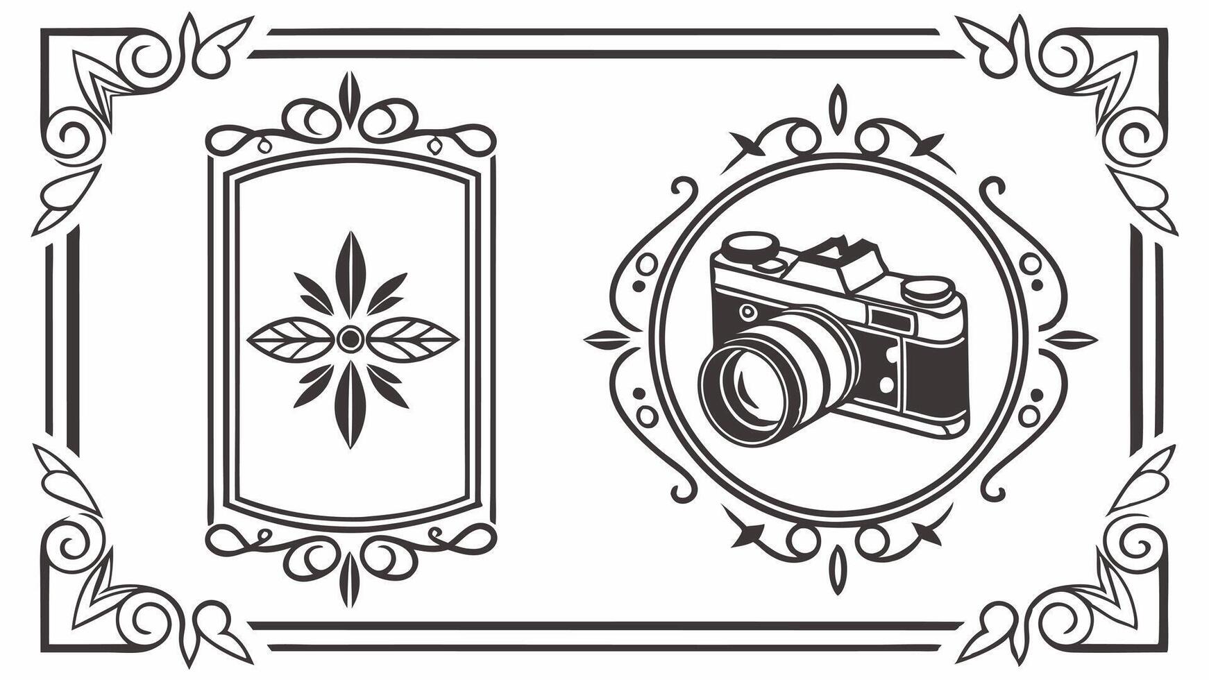 Vintage frame with camera and frame illustration vector