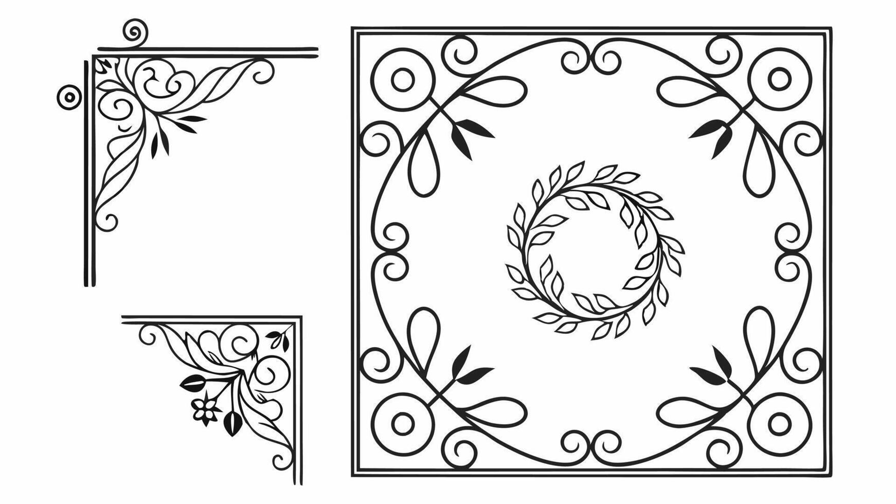 A set of decorative elements for a frame vector