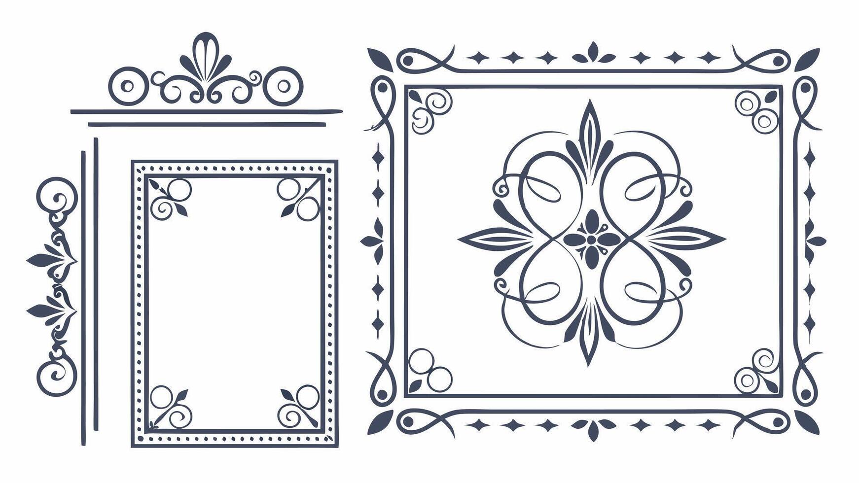 Set of decorative frames and borders vector
