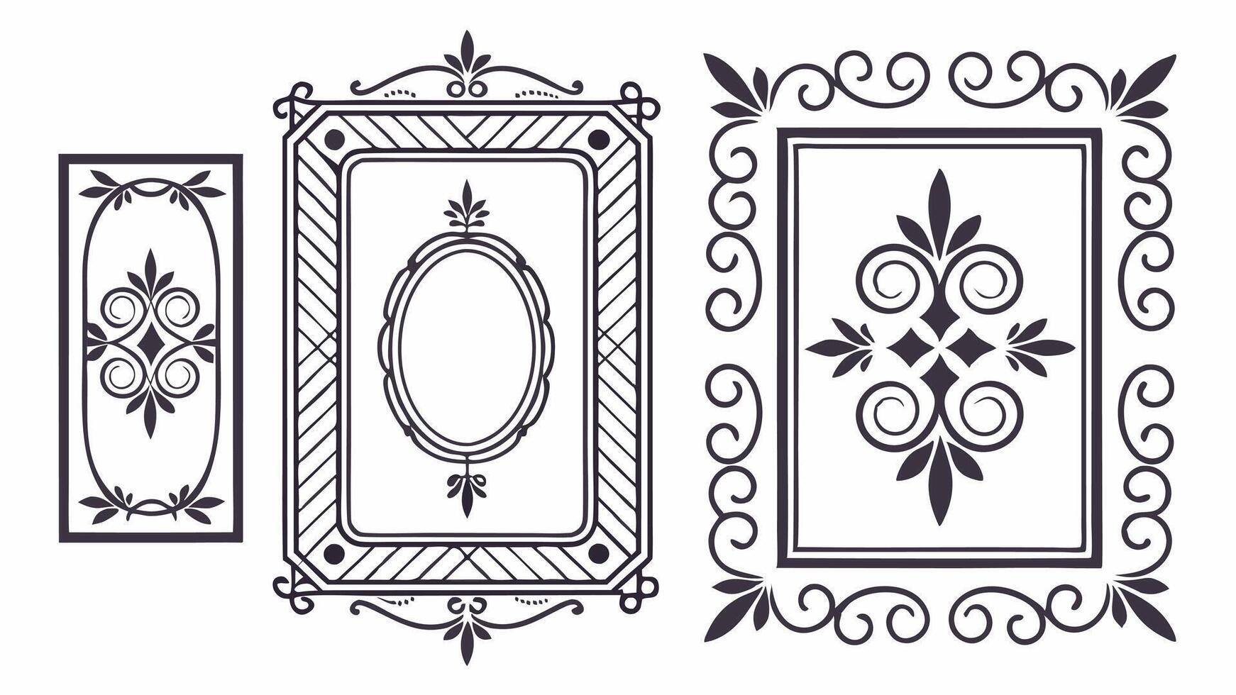 Set of decorative frames and borders illustration vector