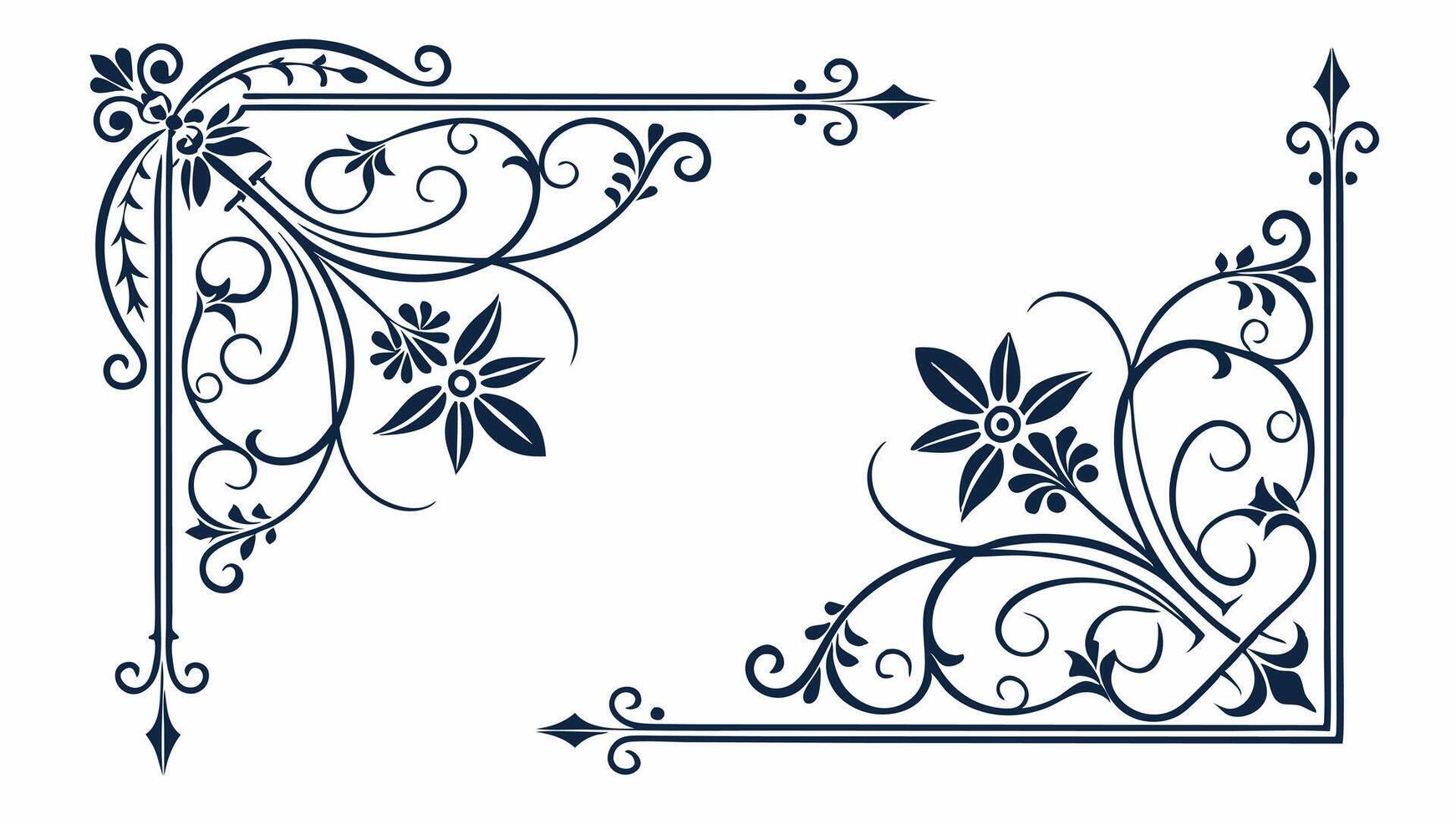 Decorative corner frame with flowers vector
