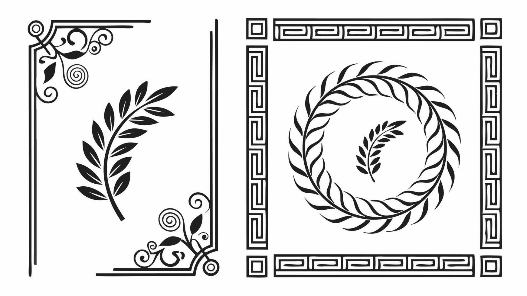Set of decorative frames and wreaths vector