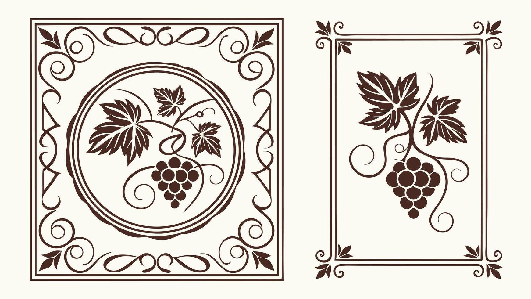 Grape frame and vine frame illustration vector